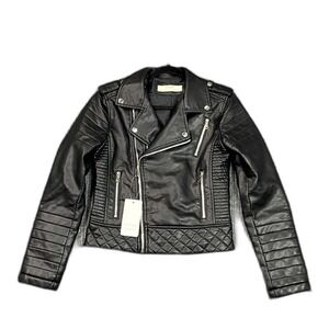 Details Basic Biker Jacket Womens M Asymmetrical Zip Moto Riding Hiking Rancher